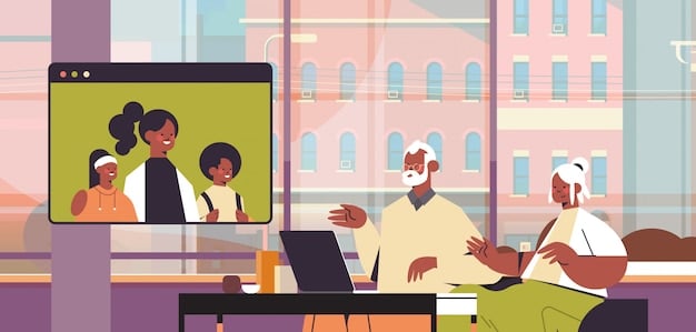 A specialist remotely consulting with several rural patients through a large video screen, using an AI-powered platform to analyze their health data in real-time. The setting is a modern telehealth hub.