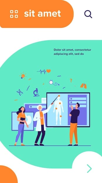 A graphic illustration showing how AI algorithms analyze patient data (medical records, lifestyle information, genetic data) to predict health risks and prevent hospitalizations.