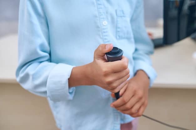 A close-up shot of a patient using a telehealth kiosk to measure their blood pressure and heart rate. The kiosk interface is user-friendly, with clear instructions and real-time feedback.