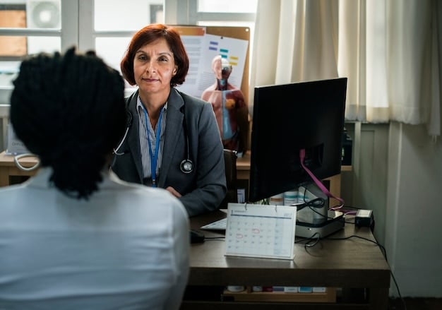 A healthcare administrator is presenting telehealth data on a screen during a meeting with community leaders. The chart shows increased access to mental health services and improved patient satisfaction.