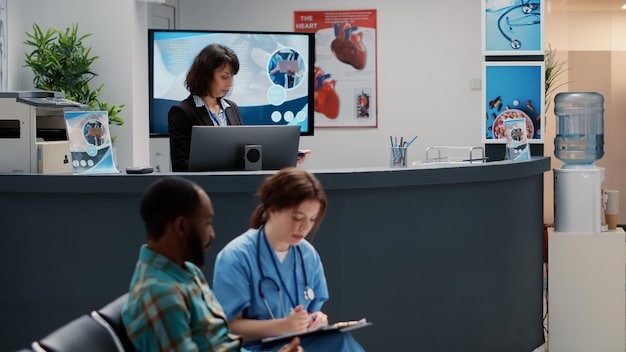A team of cardiologists is shown in a telehealth control center, reviewing live data streams from patients' remote monitoring devices. They are collaborating to make timely decisions and provide immediate feedback.