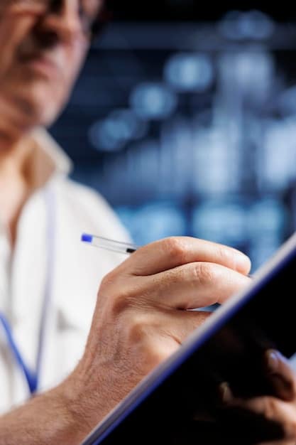 A close-up shot of a MedTech compliance specialist reviewing regulatory documents in a brightly lit office, highlighting the importance of compliance in the MedTech industry.