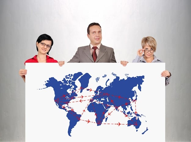 A picture of people at a roundtable, with the US and global maps as backgrounds. The image showcases collaboration and teamwork between partners, emphasizing the regulatory journey and international expansion.
