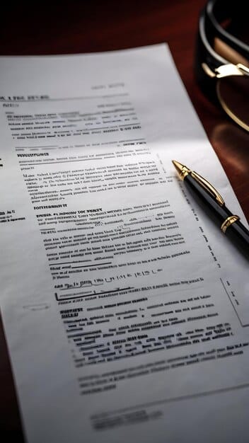 A close-up of a pen signing a document with the words 