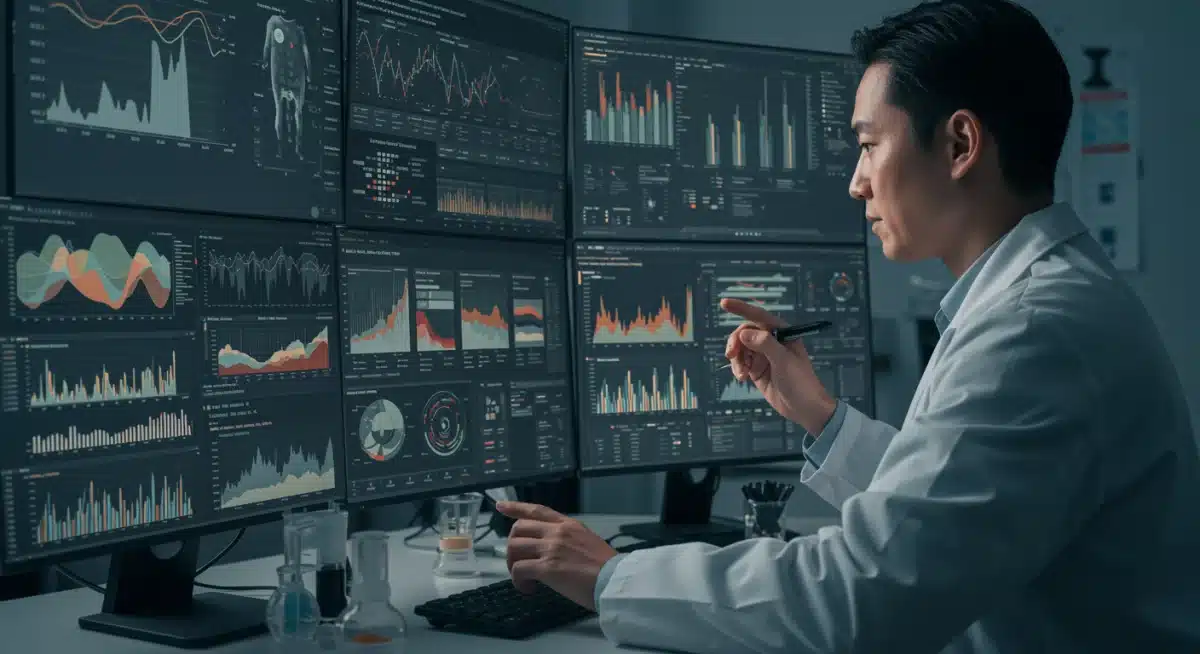 Data scientist analyzing AI predictive models for healthcare efficiency
