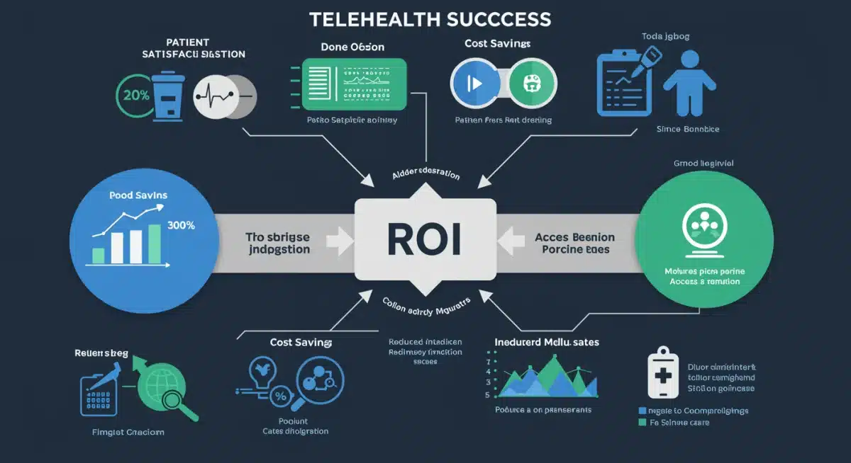 Infographic detailing telehealth success metrics and ROI components