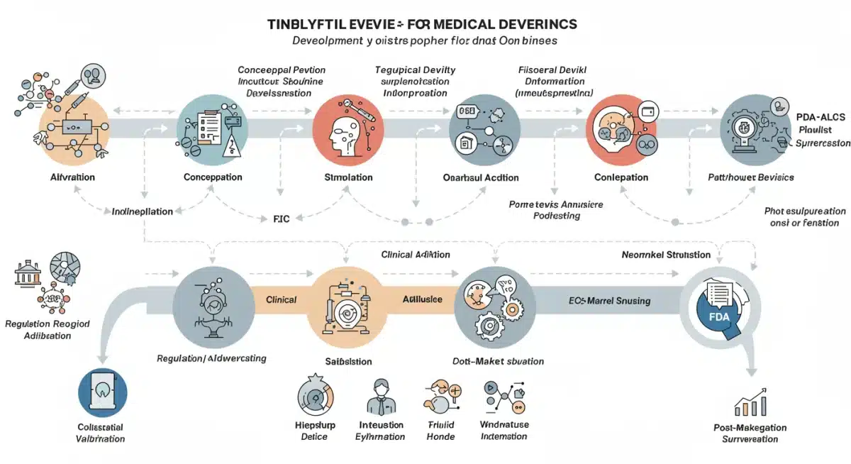 Infographic showing timeline for AI medical device FDA approval process