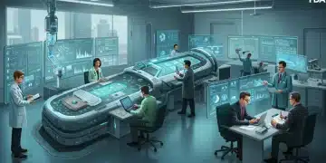 Regulatory experts reviewing a futuristic medical device under FDA policy guidelines for 2025