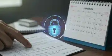 Digital lock on medical record, symbolizing healthcare data privacy regulations for 2025.