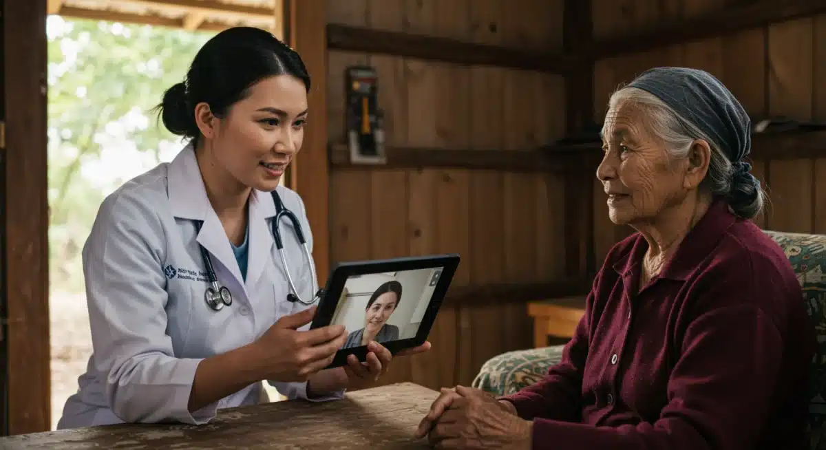 Healthcare provider conducting a telehealth consultation with a rural patient