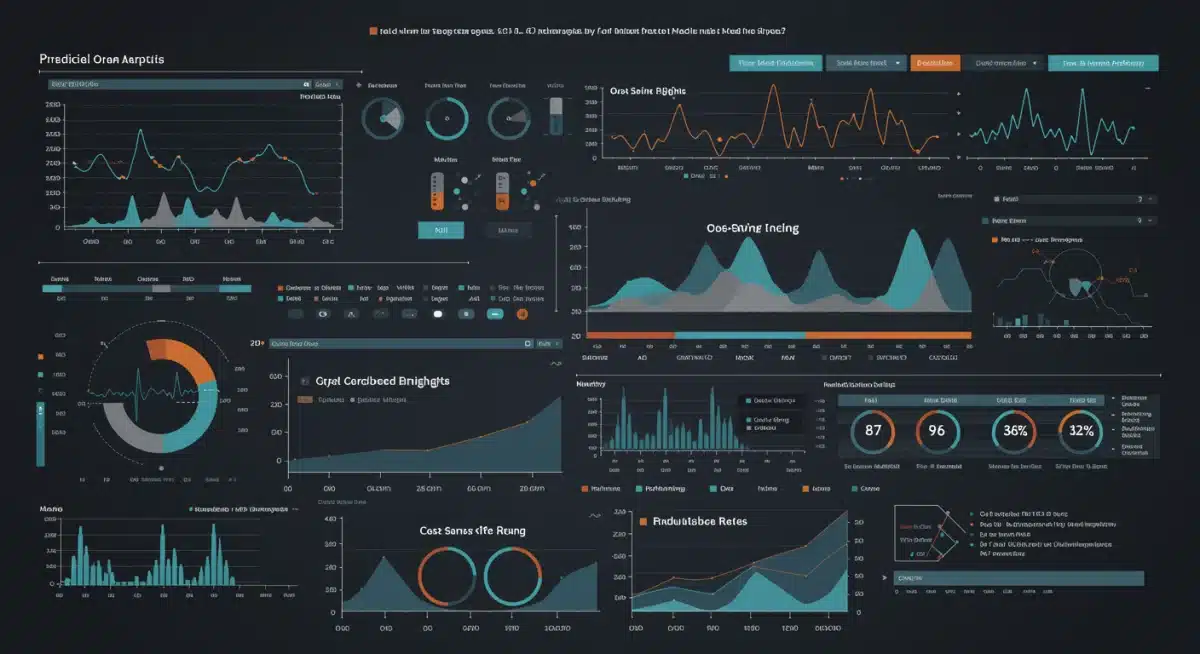 AI dashboard showing predictive analytics for MedTech R&D cost reduction.