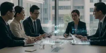 Investors analyzing MedTech startup valuation data in a futuristic boardroom setting for Q1 2026