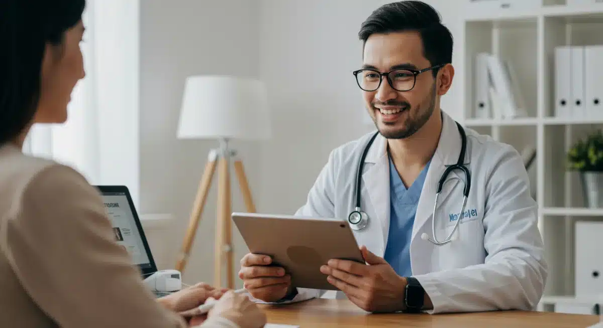 Doctor conducting virtual consultation with ease, showcasing efficient telehealth practices.