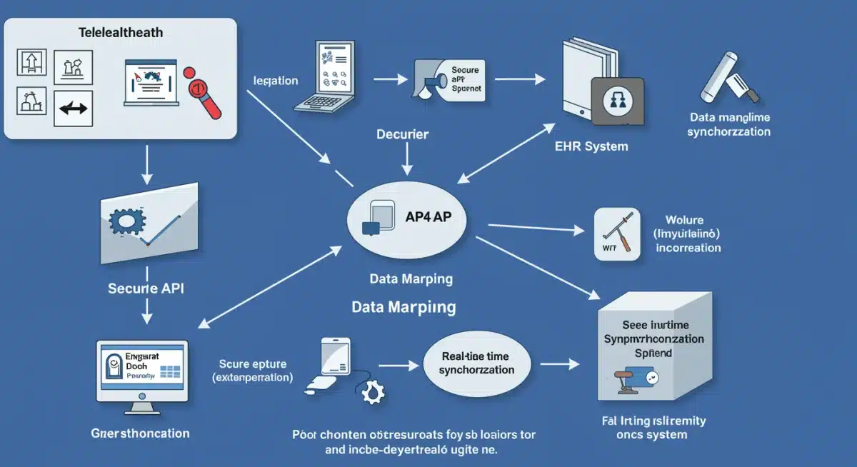 Diagram showing data flow between telehealth and EHR systems