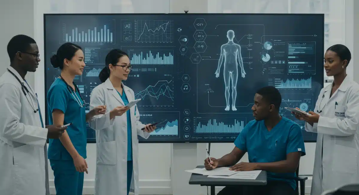 Healthcare team collaborating with AI diagnostic tools