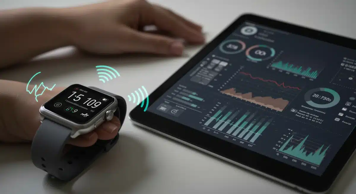 Smartwatch monitoring vitals with AI analytics