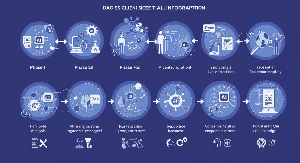 Infographic detailing AI applications across clinical trial phases