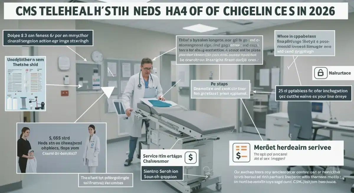 Infographic detailing CMS telehealth policy changes for 2026 and their financial impact.