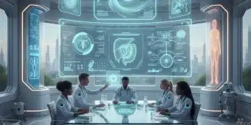 Doctors using AI to optimize personalized treatment plans in a modern clinic setting.