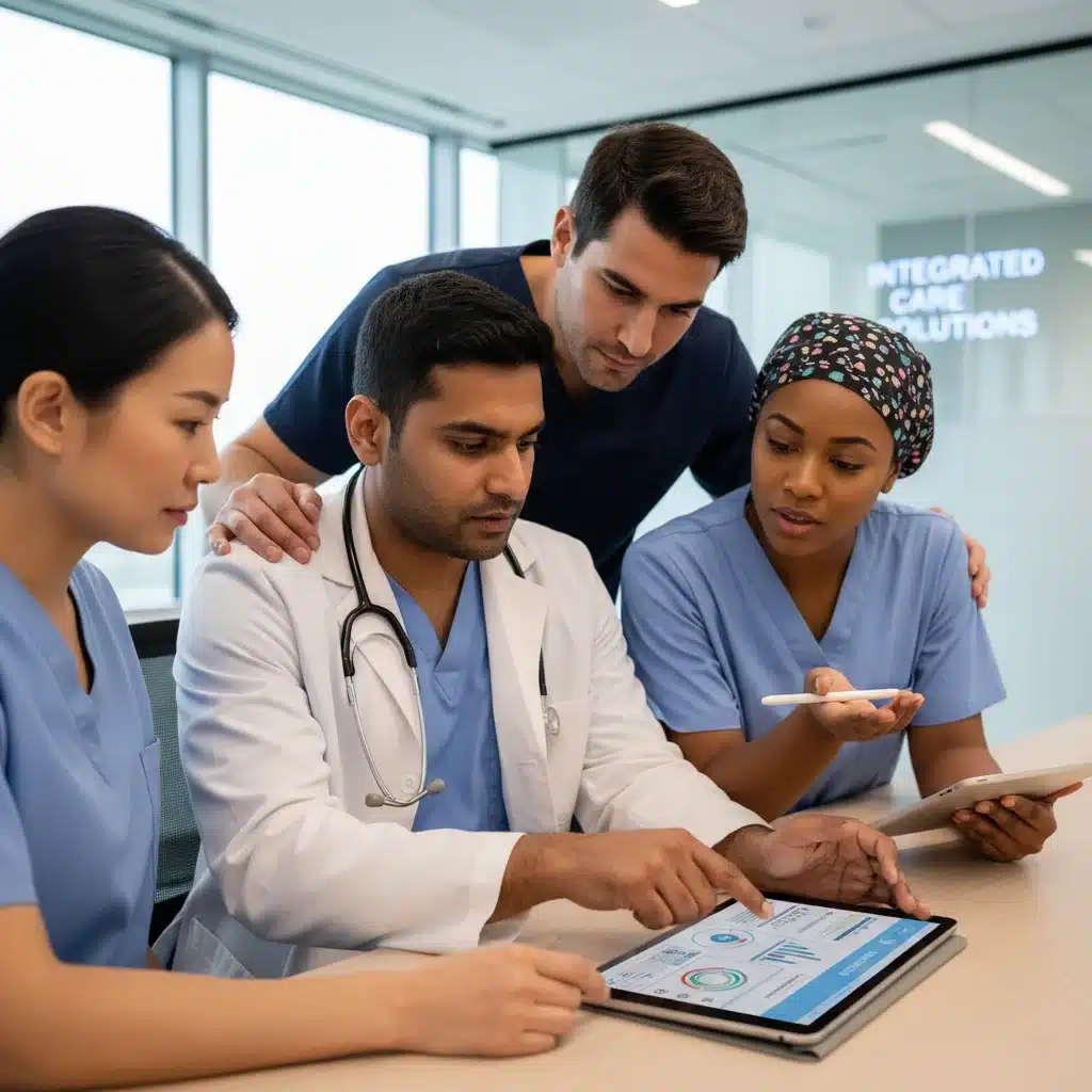 Healthcare professionals collaborating on value-based care patient data and integrated care pathways