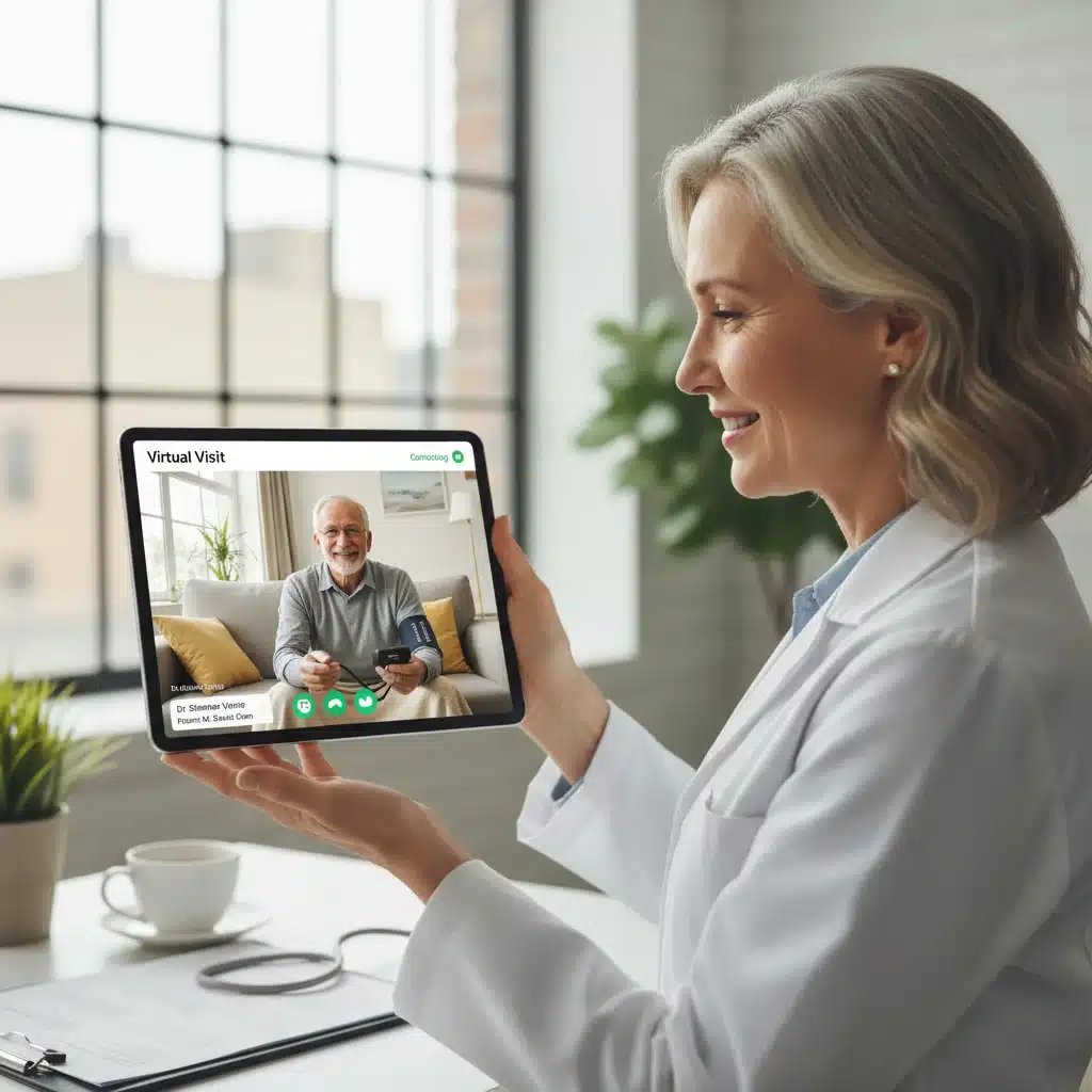 Doctor conducting virtual consultation with patient via telehealth.