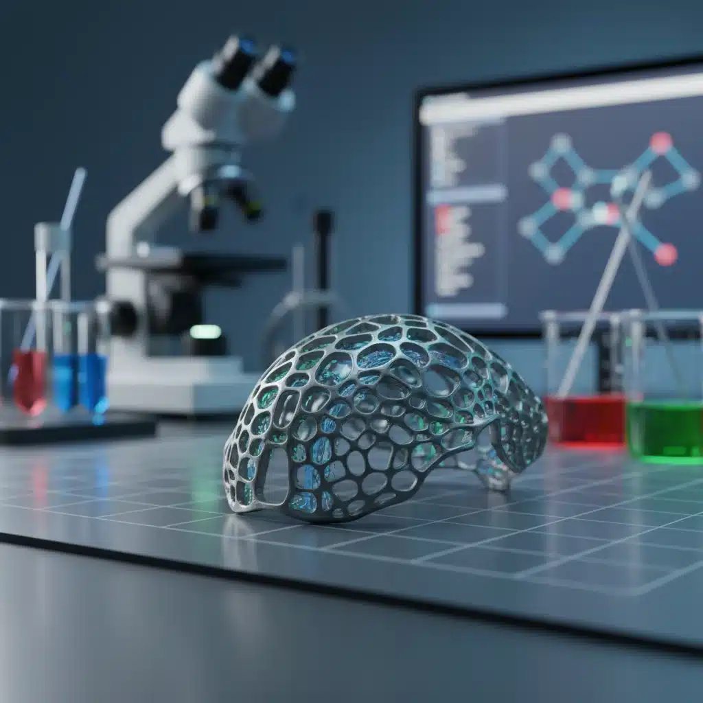 Close-up of an innovative 3D-printed medical device in a lab setting.