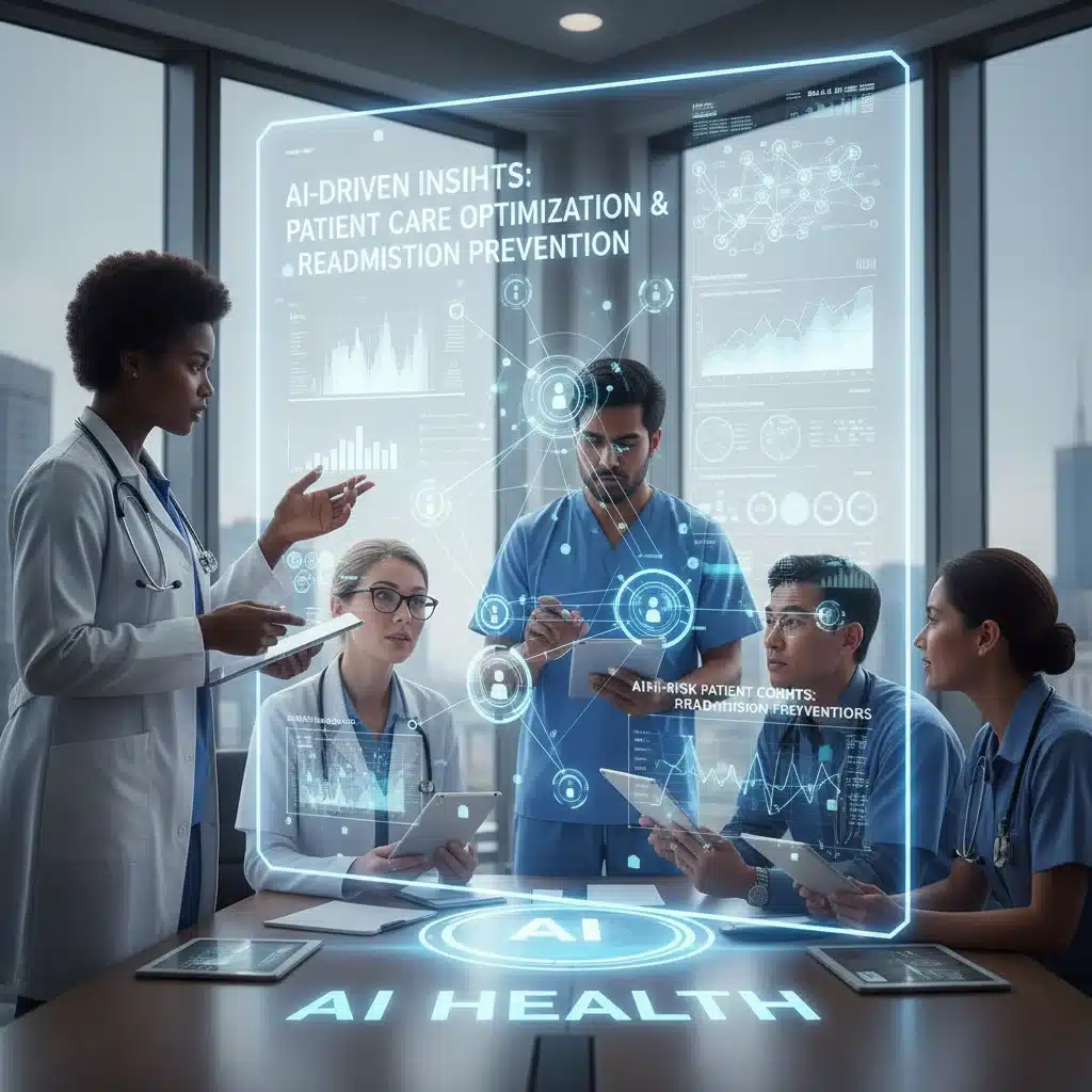 Healthcare team using AI insights to improve patient outcomes.