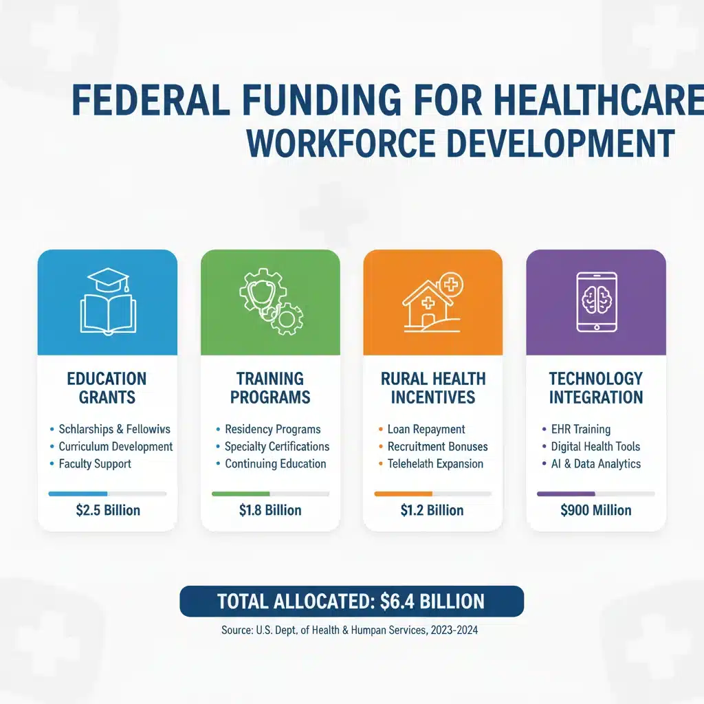 Infographic displaying federal funding for healthcare workforce.