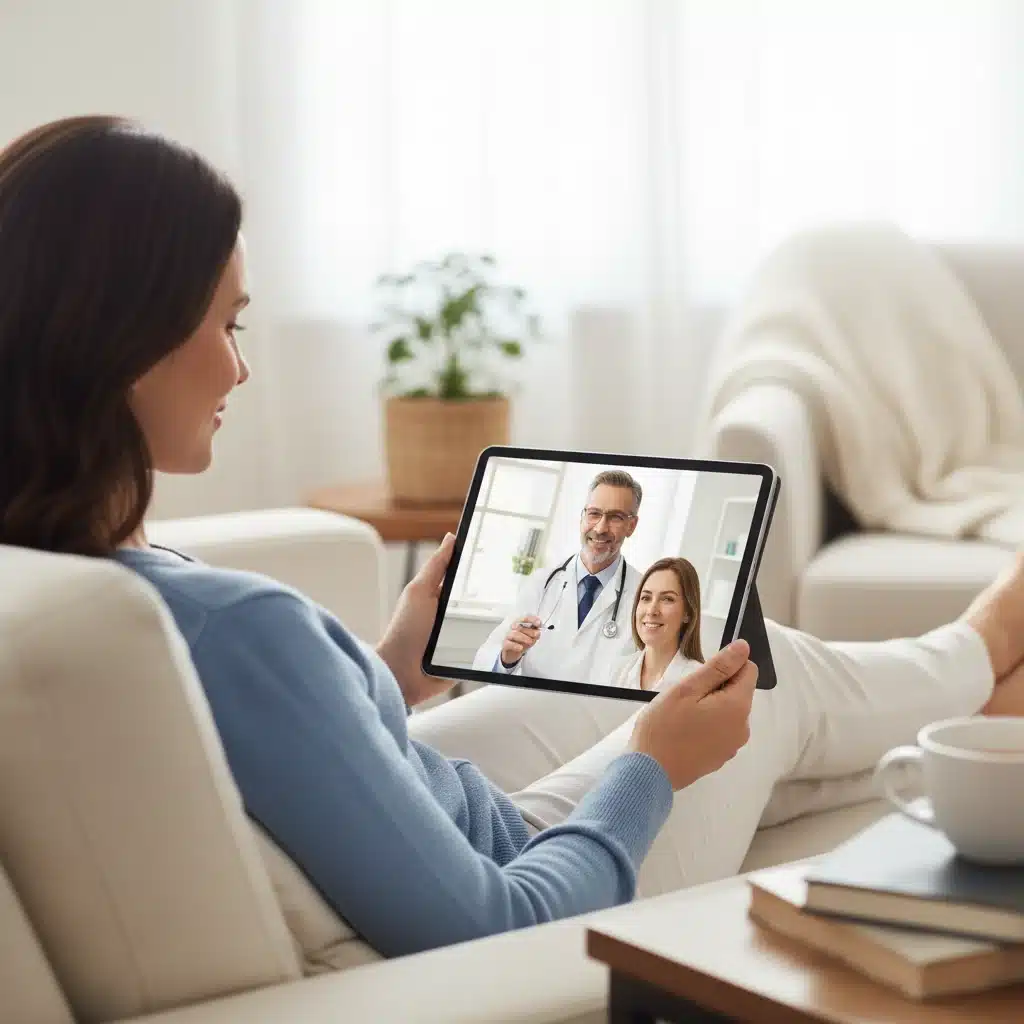 Patient having virtual consultation with telehealth provider